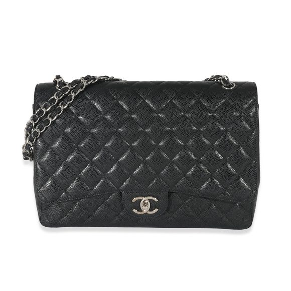 Chanel Black Quilted Caviar Maxi Double Flap Bag - Picture 1 of 8